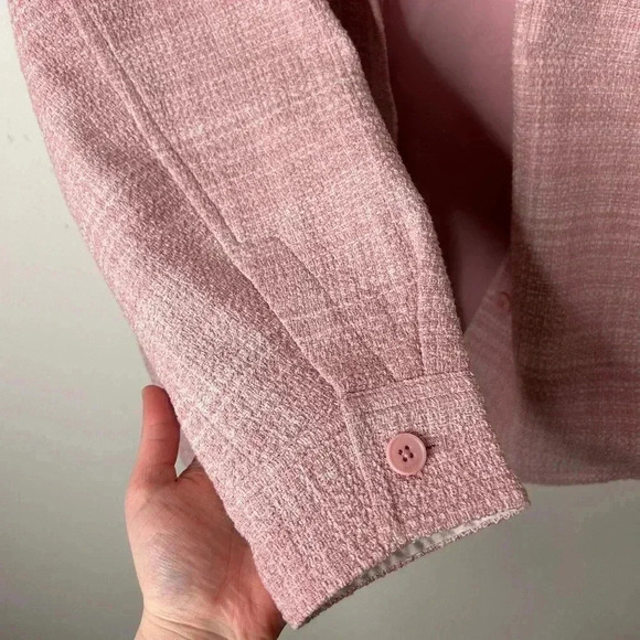 Aritzia Babaton Shacket Joan Shirt Jacket Oversized Linen Tweed Pink Plaid 2 - Picture 7 of 16